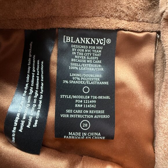 BlankNYC Genuine Suede Tan Midi Skirt Sz 28 NWT Pockets Front Slit Equestrian - Picture 4 of 6
